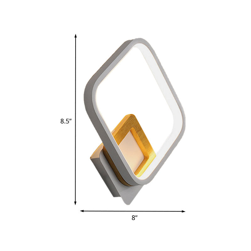 Lisslune | White Diamond Wall Light modernist LED Acrylic Wall Lamp with Wood Detail in White/warm Light