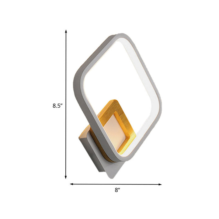 Lisslune | White Diamond Wall Light modernist LED Acrylic Wall Lamp with Wood Detail in White/warm Light
