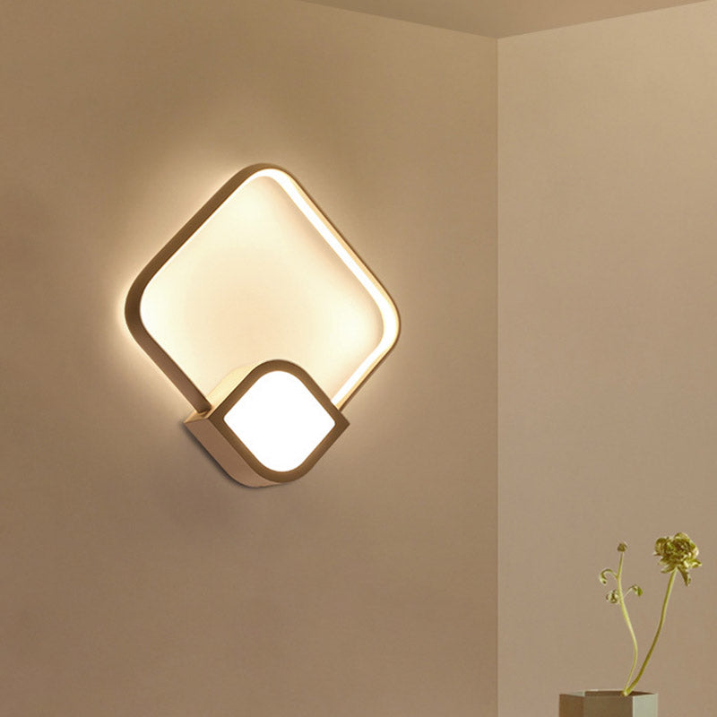 Lisslune | Modernist LED Wall Lamp White Finish Diamond Wall Mount Lighting with Acrylic Lampshade for Stair