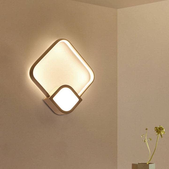 Lisslune | Modernist LED Wall Lamp White Finish Diamond Wall Mount Lighting with Acrylic Lampshade for Stair