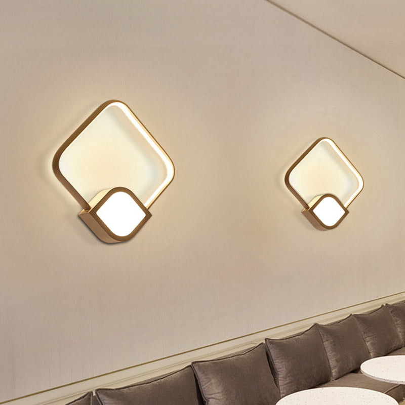 Lisslune | Modernist LED Wall Lamp White Finish Diamond Wall Mount Lighting with Acrylic Lampshade for Stair