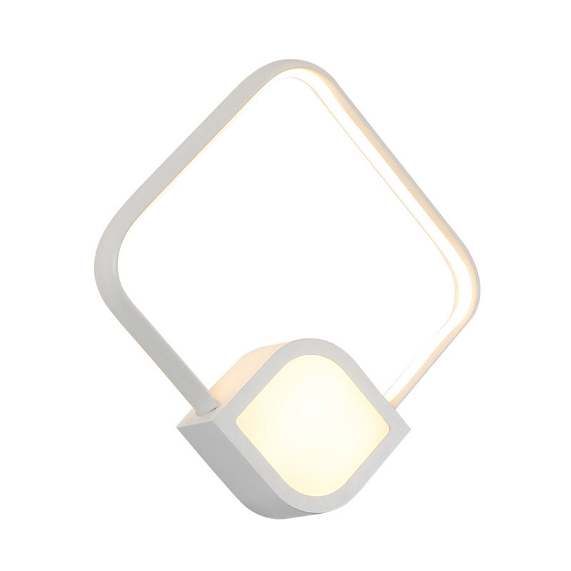 Lisslune | Modernist LED Wall Lamp White Finish Diamond Wall Mount Lighting with Acrylic Lampshade for Stair