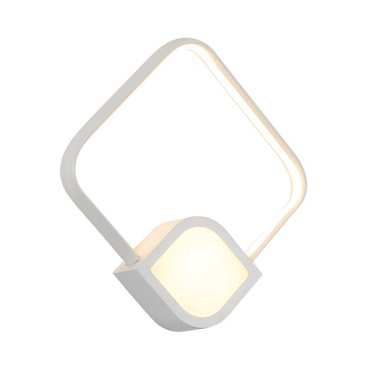 Lisslune | Modernist LED Wall Lamp White Finish Diamond Wall Mount Lighting with Acrylic Lampshade for Stair