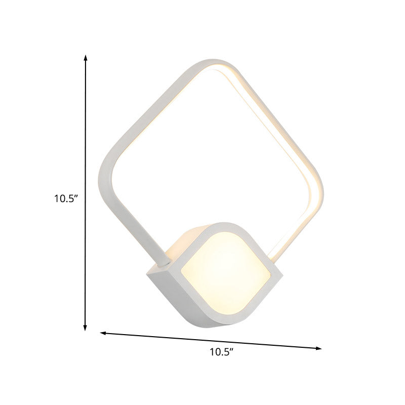 Lisslune | Modernist LED Wall Lamp White Finish Diamond Wall Mount Lighting with Acrylic Lampshade for Stair
