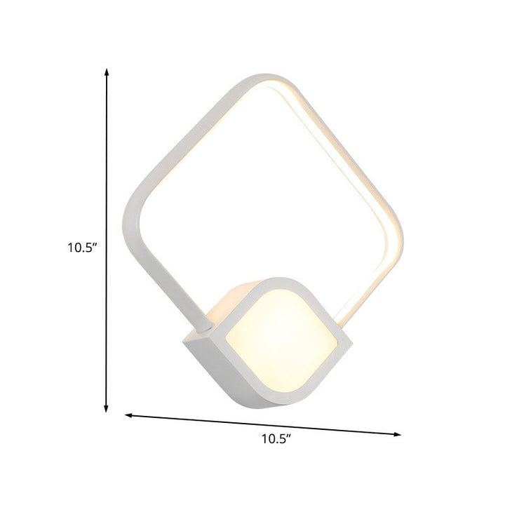 Lisslune | Modernist LED Wall Lamp White Finish Diamond Wall Mount Lighting with Acrylic Lampshade for Stair