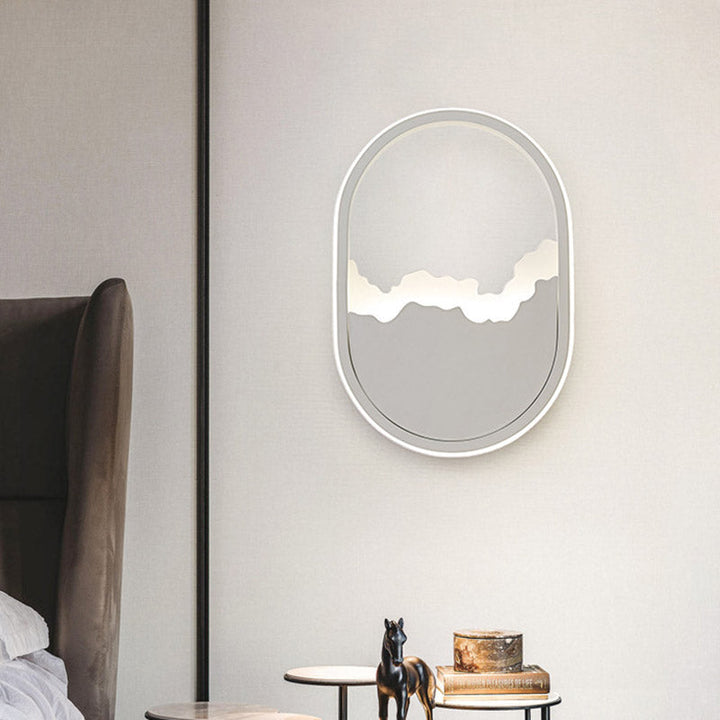 Lisslune | Modernist Oval Wall Mount Light Iron LED Stair Wall Lamp Fixture in White with Broken Design