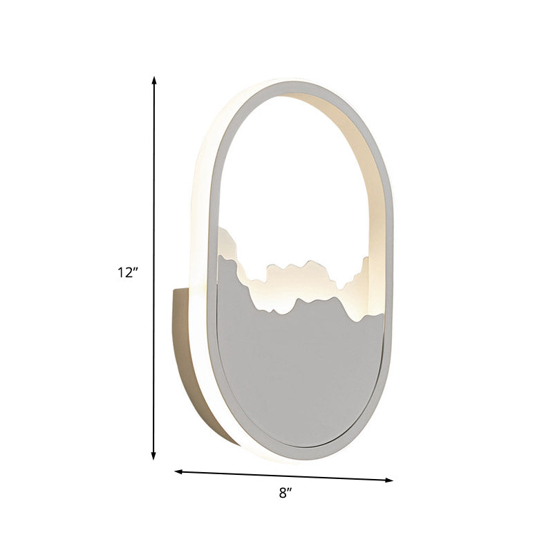 Lisslune | Modernist Oval Wall Mount Light Iron LED Stair Wall Lamp Fixture in White with Broken Design