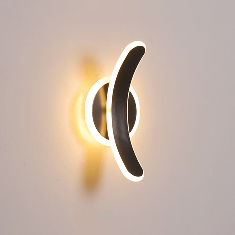 Lisslune | Black Curved Rectangular Wall Sconces Lighting Minimalist LED Acrylic Wall Mounted Lamp in White/Warm Light