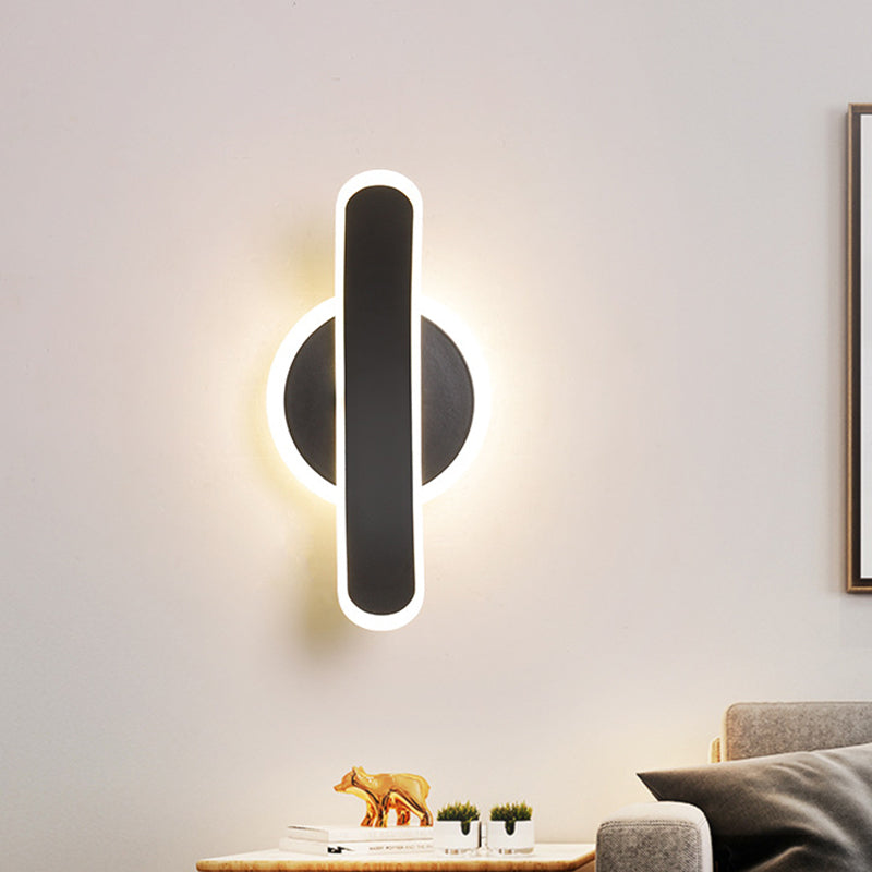 Lisslune | Black Curved Rectangular Wall Sconces Lighting Minimalist LED Acrylic Wall Mounted Lamp in White/Warm Light