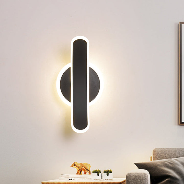 Lisslune | Black Curved Rectangular Wall Sconces Lighting Minimalist LED Acrylic Wall Mounted Lamp in White/Warm Light