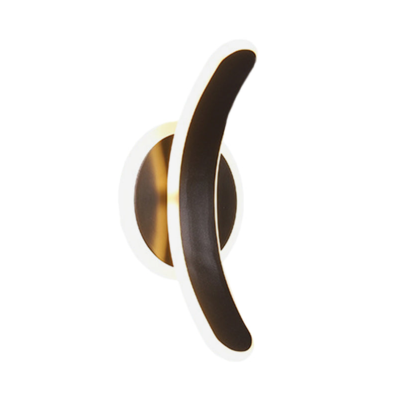 Lisslune | Black Curved Rectangular Wall Sconces Lighting Minimalist LED Acrylic Wall Mounted Lamp in White/Warm Light
