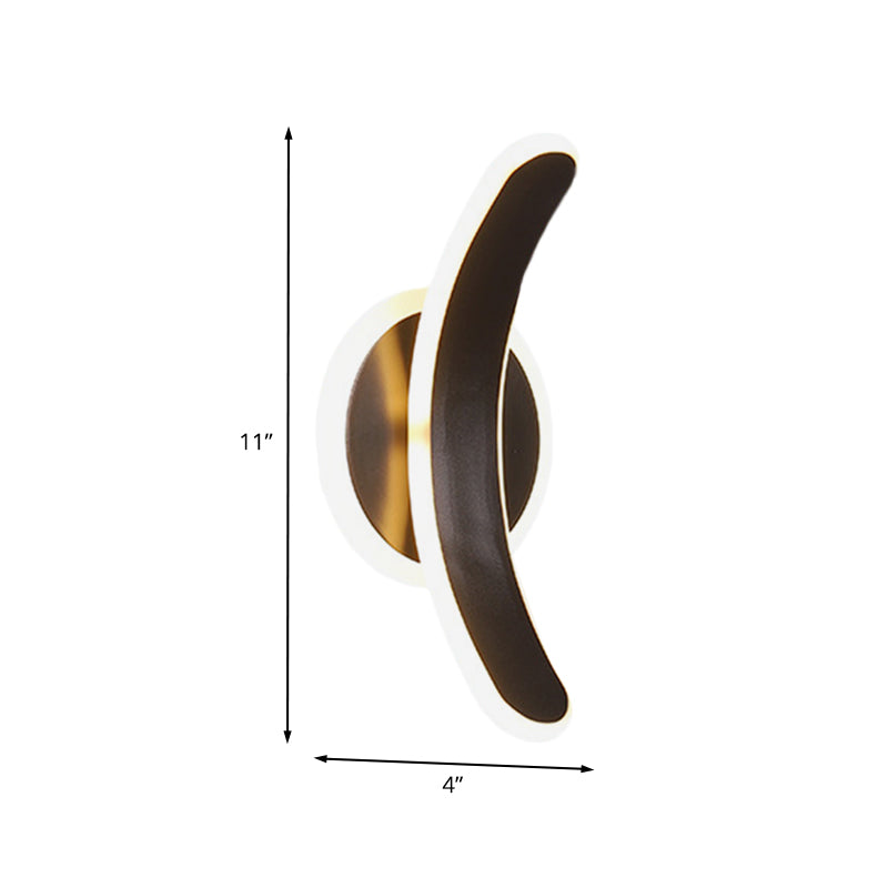 Lisslune | Black Curved Rectangular Wall Sconces Lighting Minimalist LED Acrylic Wall Mounted Lamp in White/Warm Light