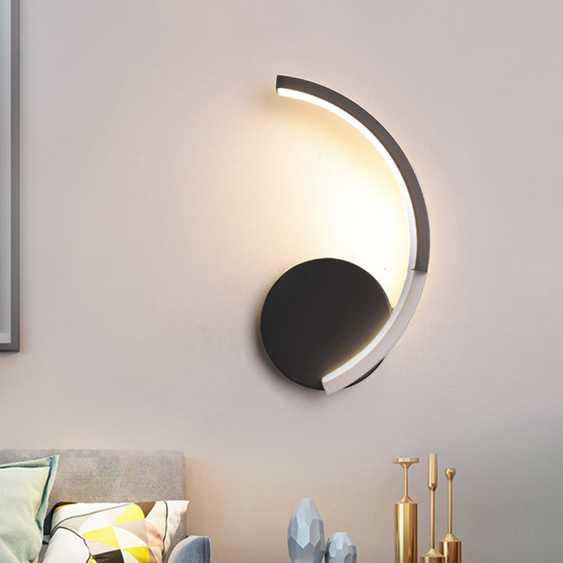 Lisslune | Curved Line Living Room Wall Light Acrylic LED Modern Wall Mounted Lamp Light in Black, White/Warm Light