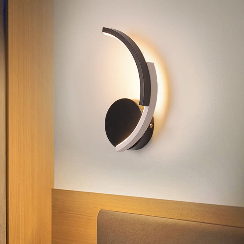 Lisslune | Curved Line Living Room Wall Light Acrylic LED Modern Wall Mounted Lamp Light in Black, White/Warm Light