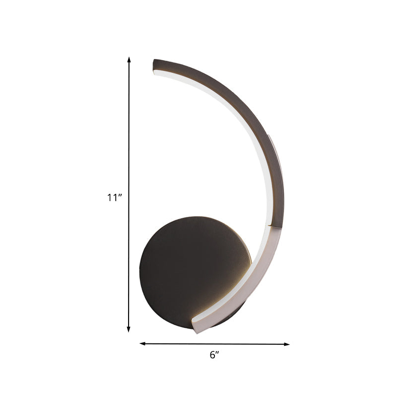 Lisslune | Curved Line Living Room Wall Light Acrylic LED Modern Wall Mounted Lamp Light in Black, White/Warm Light