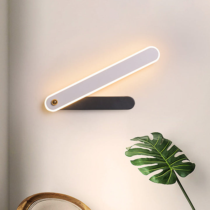 Lisslune | Hour Hand Wall Mount Light Modernism Acrylic Black and White LED Wall Light in White/ Warm Light