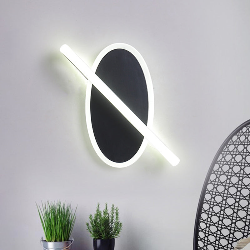 Lisslune | Oval and Ring Wall Mount Lighting Modern Acrylic LED Stair Wall Lamp Sconces in Black, White/Warm Light