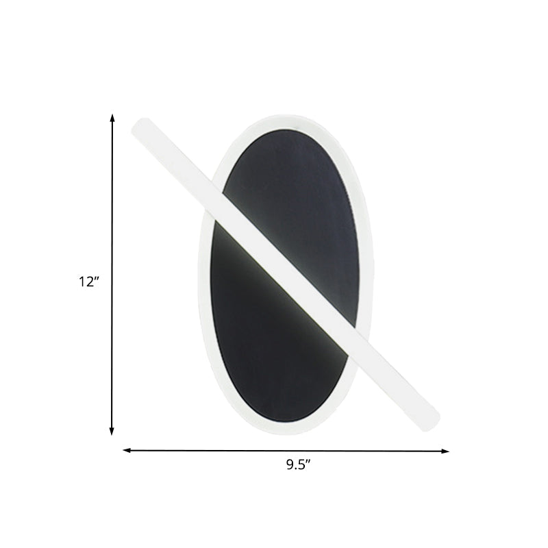 Lisslune | Oval and Ring Wall Mount Lighting Modern Acrylic LED Stair Wall Lamp Sconces in Black, White/Warm Light