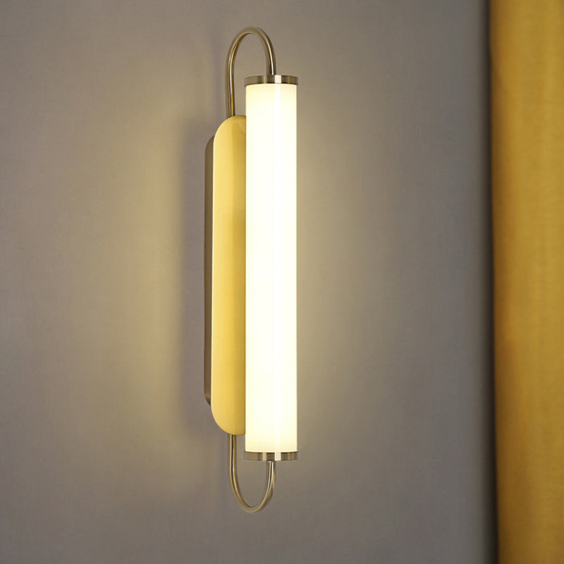 Skørter | Arc Rectangle Metal Wall Sconce Post-Modern LED Gold Wall-Mounted Light with Tube Acrylic Shade