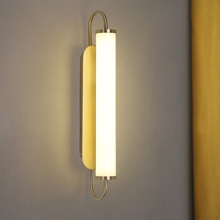 Skørter | Arc Rectangle Metal Wall Sconce Post-Modern LED Gold Wall-Mounted Light with Tube Acrylic Shade