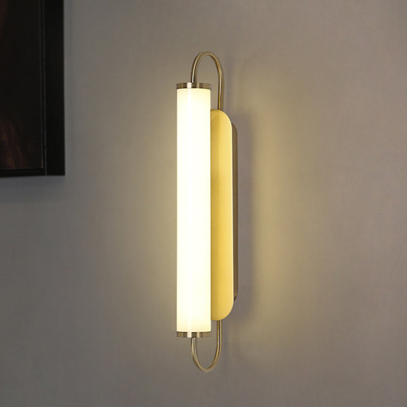 Skørter | Arc Rectangle Metal Wall Sconce Post-Modern LED Gold Wall-Mounted Light with Tube Acrylic Shade