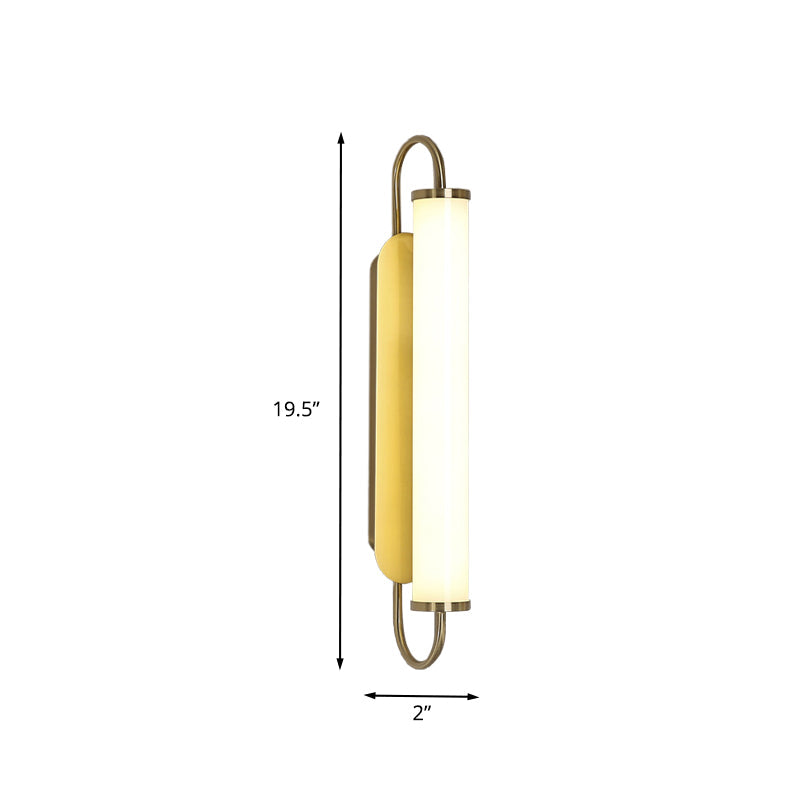 Skørter | Arc Rectangle Metal Wall Sconce Post-Modern LED Gold Wall-Mounted Light with Tube Acrylic Shade