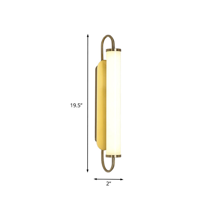 Skørter | Arc Rectangle Metal Wall Sconce Post-Modern LED Gold Wall-Mounted Light with Tube Acrylic Shade