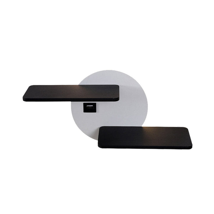 Lisslune | Rectangular Panel Bed Side Wall Mount Metal LED Modern Wall Light in Black and White with USB Port