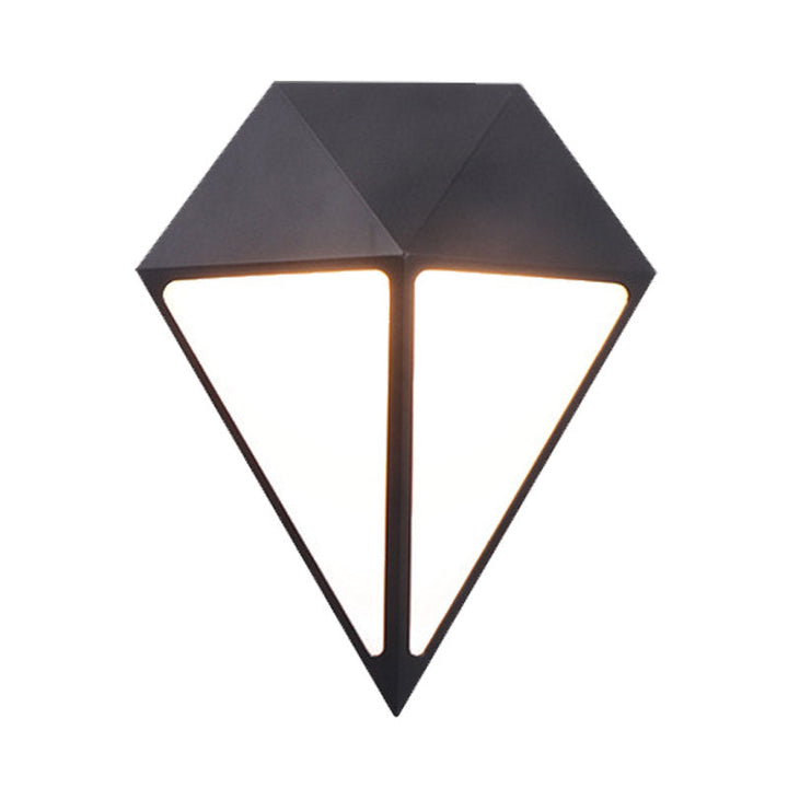 Lisslune | Modernist Diamond Wall Light Metallic LED Stair Wall Mount Lamp in Black, White/Warm/Natural Light