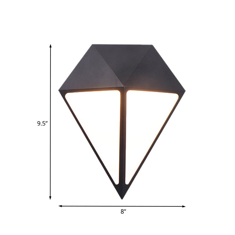 Lisslune | Modernist Diamond Wall Light Metallic LED Stair Wall Mount Lamp in Black, White/Warm/Natural Light