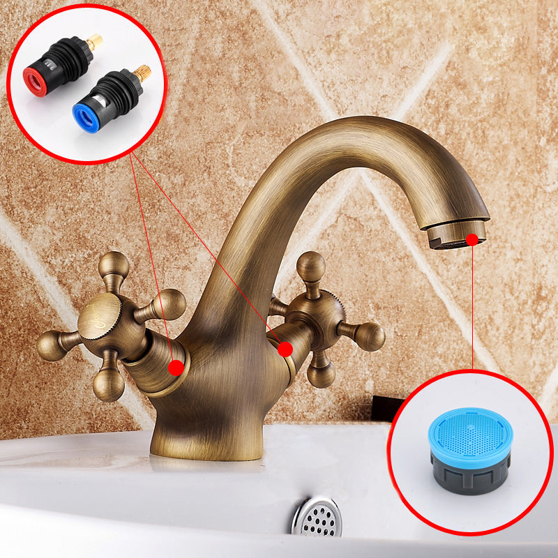 Lisslune | Vintage Widespread Bathroom Faucet Industrial Cross Handles Sink Faucet