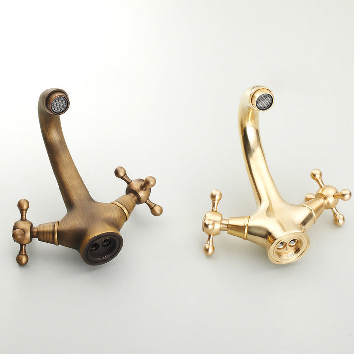 Lisslune | Vintage Widespread Bathroom Faucet Industrial Cross Handles Sink Faucet