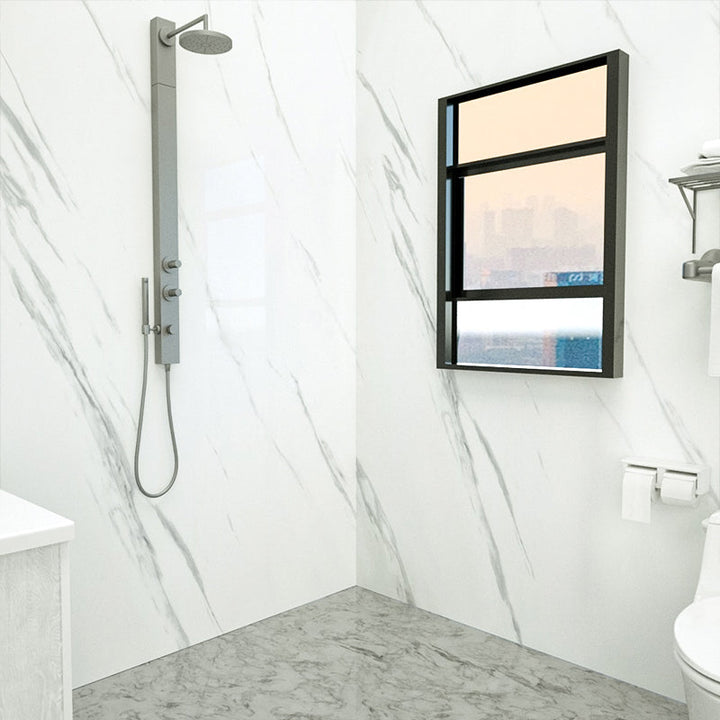 Lisslune | Marbleing Water-repellent Tile PVC Single Peel-and-stick Tile for Bathroom Back Wall