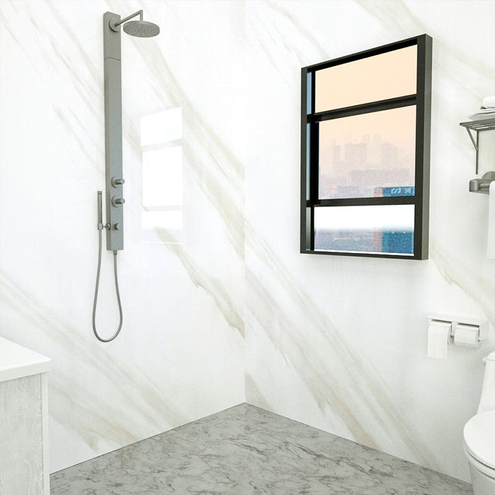 Lisslune | Marbleing Water-repellent Tile PVC Single Peel-and-stick Tile for Bathroom Back Wall