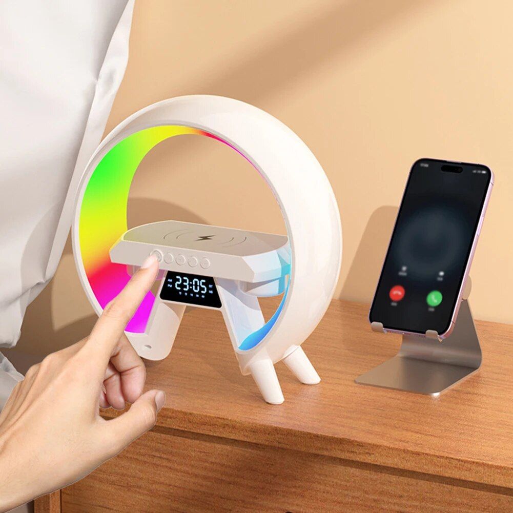 Lisslune | 3-in-1 Wireless Charging Stand with Bluetooth Speaker and RGB Night Light
