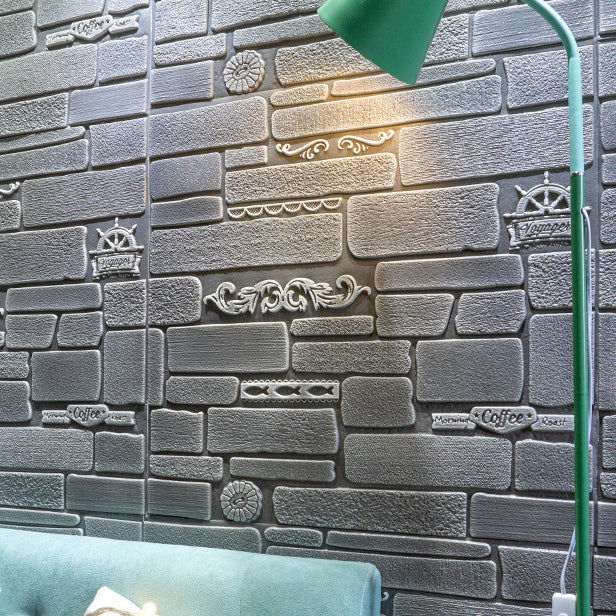 Lisslune | Modern Wall Covering Peel and Stick Brick 3D Print Waterproof Wall Panel
