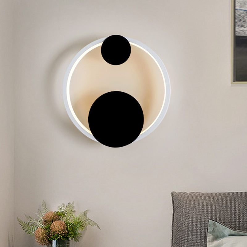 Lisslune | Halo Shape Acrylic Wall Mount Light Modern Black and White LED Wall Lamp in White/Warm Light for Bedside