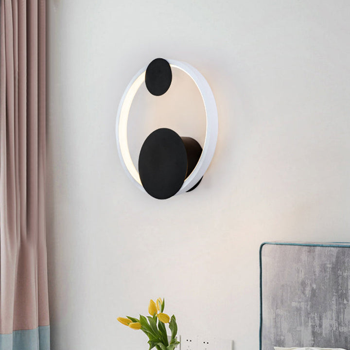 Lisslune | Halo Shape Acrylic Wall Mount Light Modern Black and White LED Wall Lamp in White/Warm Light for Bedside