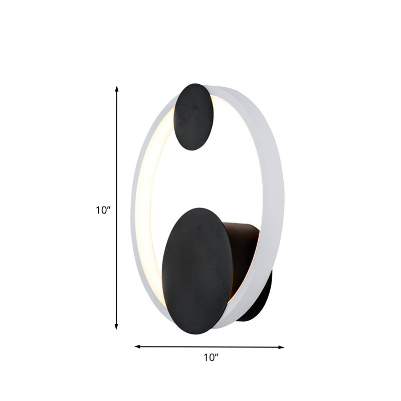 Lisslune | Halo Shape Acrylic Wall Mount Light Modern Black and White LED Wall Lamp in White/Warm Light for Bedside