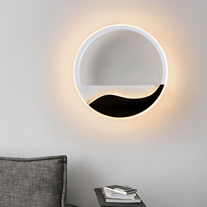 Lisslune | Acrylic Ring Wall Light Minimalistic White and Black LED Wall Mounted Lamp in White/Warm Light