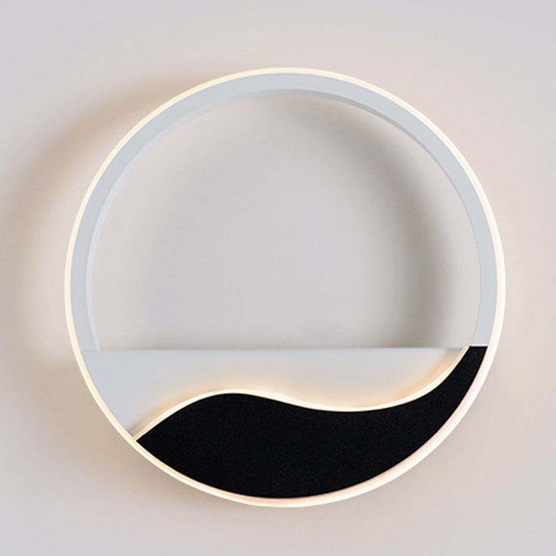 Lisslune | Acrylic Ring Wall Light Minimalistic White and Black LED Wall Mounted Lamp in White/Warm Light
