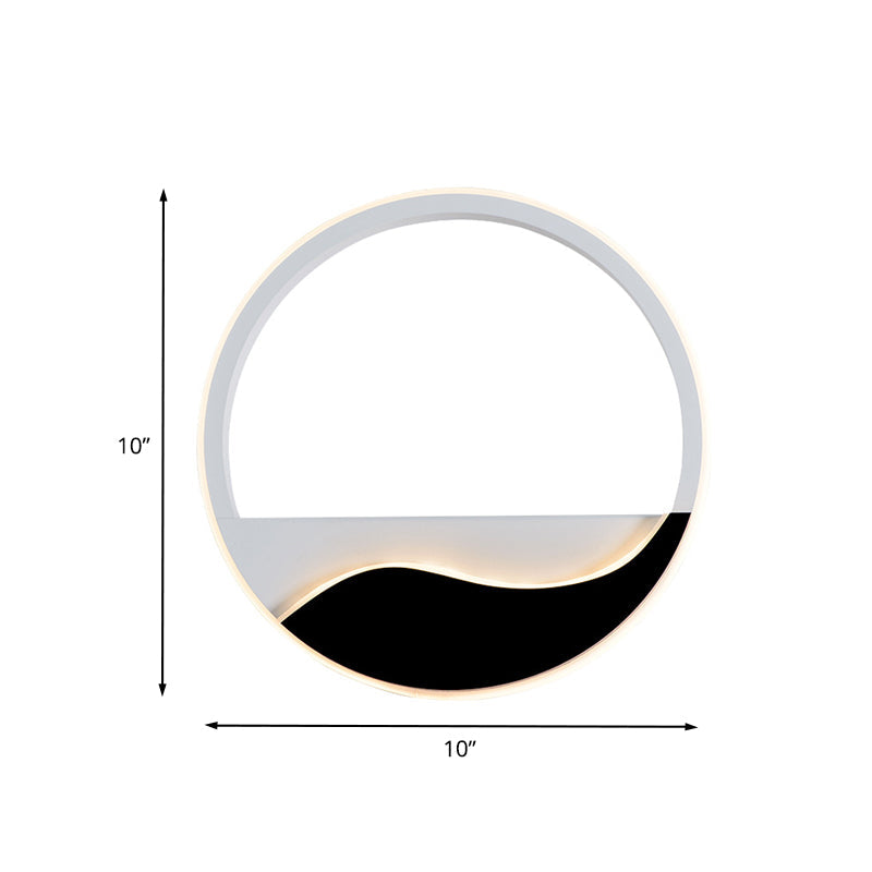 Lisslune | Acrylic Ring Wall Light Minimalistic White and Black LED Wall Mounted Lamp in White/Warm Light