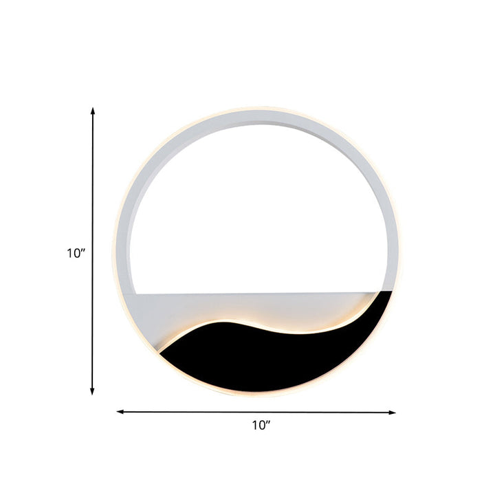 Lisslune | Acrylic Ring Wall Light Minimalistic White and Black LED Wall Mounted Lamp in White/Warm Light