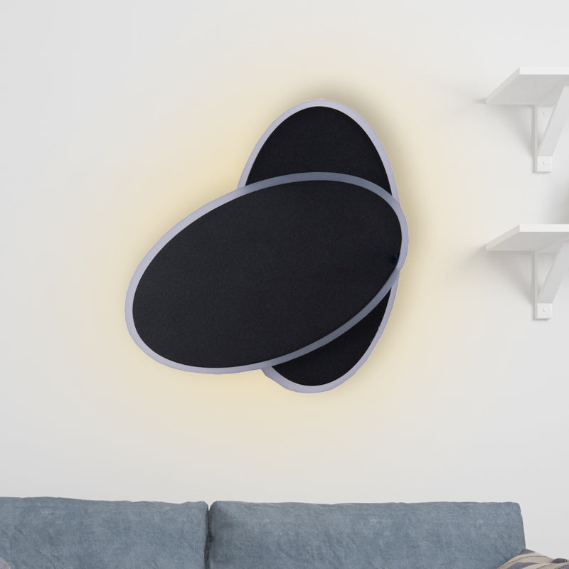 Lisslune | Modern LED Wall Lamp White/Black Finish Double Oval Wall Light with Acrylic Shade in Warm/White Light