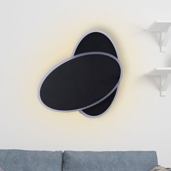 Lisslune | Modern LED Wall Lamp White/Black Finish Double Oval Wall Light with Acrylic Shade in Warm/White Light