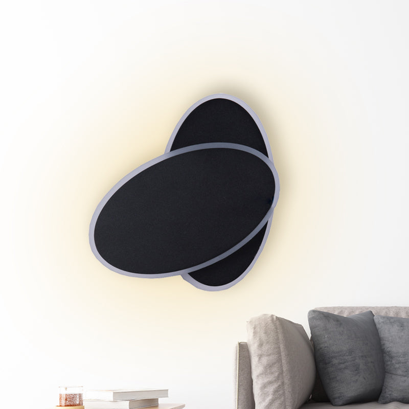 Lisslune | Modern LED Wall Lamp White/Black Finish Double Oval Wall Light with Acrylic Shade in Warm/White Light