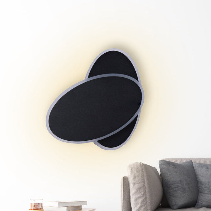Lisslune | Modern LED Wall Lamp White/Black Finish Double Oval Wall Light with Acrylic Shade in Warm/White Light