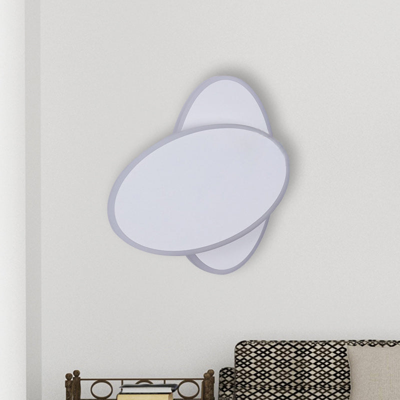 Lisslune | Modern LED Wall Lamp White/Black Finish Double Oval Wall Light with Acrylic Shade in Warm/White Light