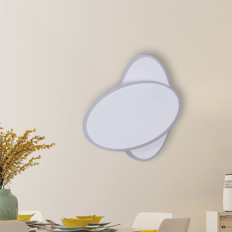 Lisslune | Modern LED Wall Lamp White/Black Finish Double Oval Wall Light with Acrylic Shade in Warm/White Light
