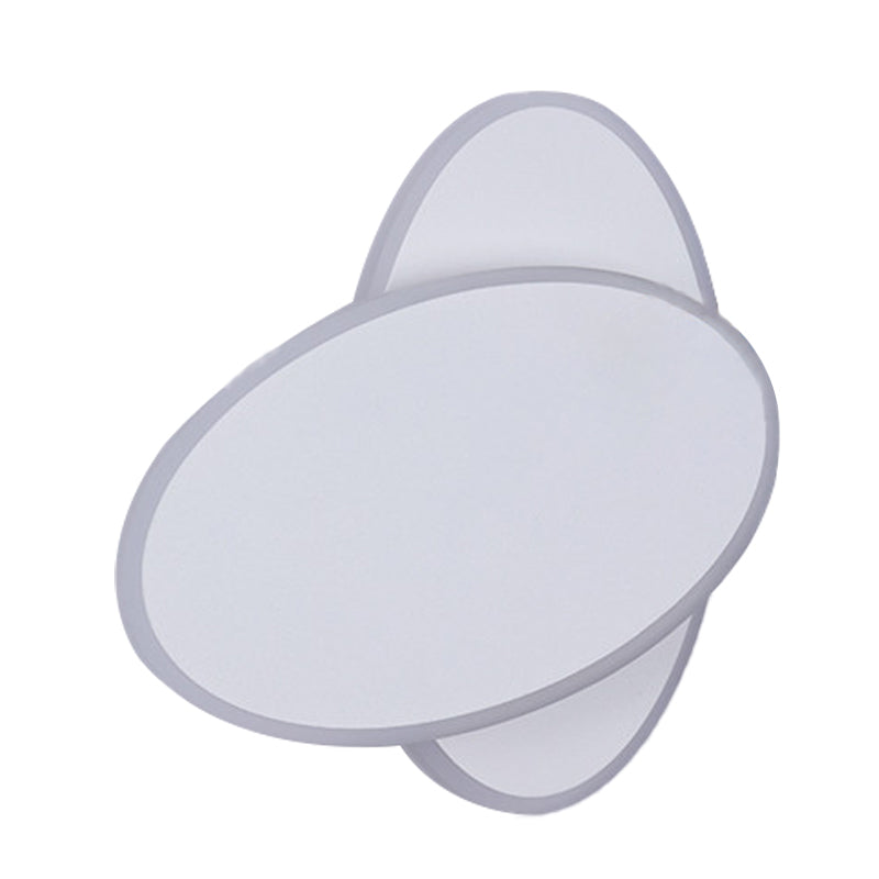 Lisslune | Modern LED Wall Lamp White/Black Finish Double Oval Wall Light with Acrylic Shade in Warm/White Light